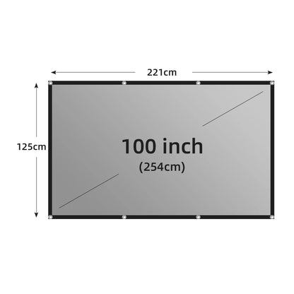 VEIDADZ Projector Screen Metal Grey Anti-Light 60-133 inch 30° Viewing Angle 16:9 Portable Reflective Screen Home Theatre Indoor