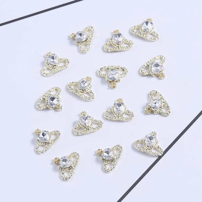 20Pcs New Glitter Rhinestone Planet Nail Charms 3D Luxury Alloy Crystal Jewelry Gems Diamond Nail Parts Manicure Tips Decoration