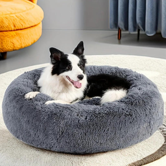 40-100cm Round Long Plush Dog Kennel Winter Warm Pet Sleeping Bed Dog House Dogs Cat Kennel Cushion Soft Sofa Pets Accessories