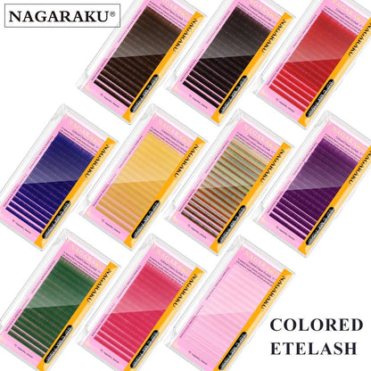 NAGARAKU Color Eyelashes Brown Blue Purple Pink White Yellow Green Red False Eyelashes Cilios Maquiagem Makeup Mix 7~15mm