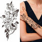 Black Flower Rose Waterproof Temporary Bird Snake Sexy Body Arm Leg Gem Henna Tattoo Fashion Big Fake Sleeve Sticker