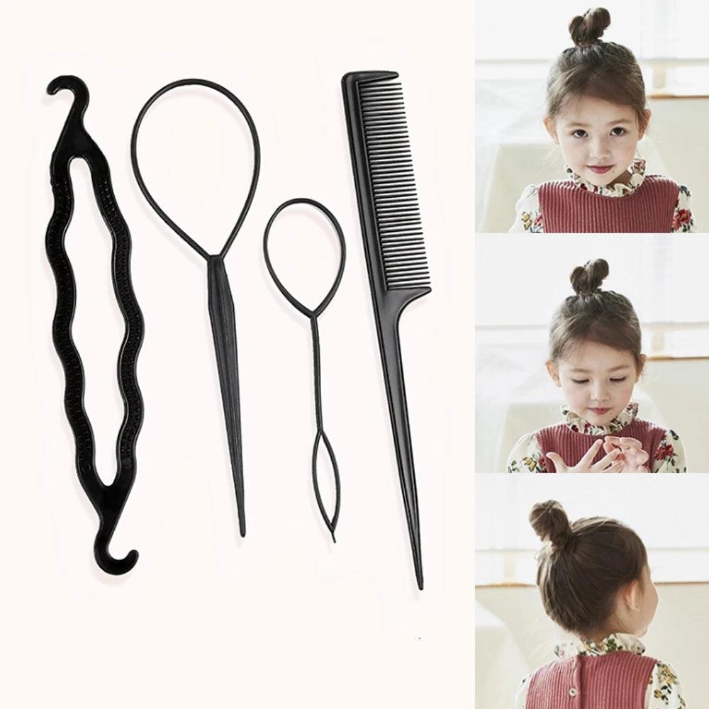 1Set Hairstyle Braiding Tools Set Pull-through Hair Needle Magic Variety DIY Hair Accessoires Hair Comb Hair Styling Tools