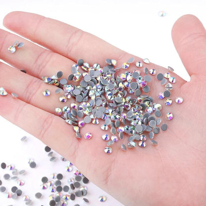 QIAO Flat Back Gems Round Crystal Rhinestones for Crafts Nail Face Art Sewing & Fabric Clothes Shoes Bags DIY Decoration