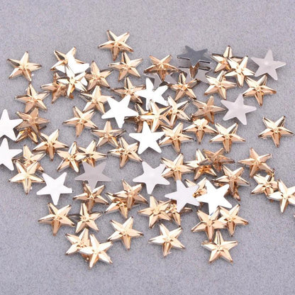 JUNAO 100pcs 10mm Crystal AB Star Decoration Rhinestone Stickers Flatback Stones Applique Non Hot Fix Strass For Clothes Crafts