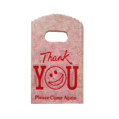 100Pcs/Lot "Thank You" Design Coffee Plastic Bag 9x15cm Jewelry Candy Gift Bag With Handles Small Plastic Packaging Bags