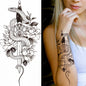 Black Flower Rose Waterproof Temporary Bird Snake Sexy Body Arm Leg Gem Henna Tattoo Fashion Big Fake Sleeve Sticker