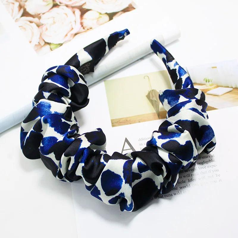 Lystrfac New Fashion Print Leopard Scrunchy Headband for Women Girls Trendy Pleated Hairband Female Headpieces Hair Accessories