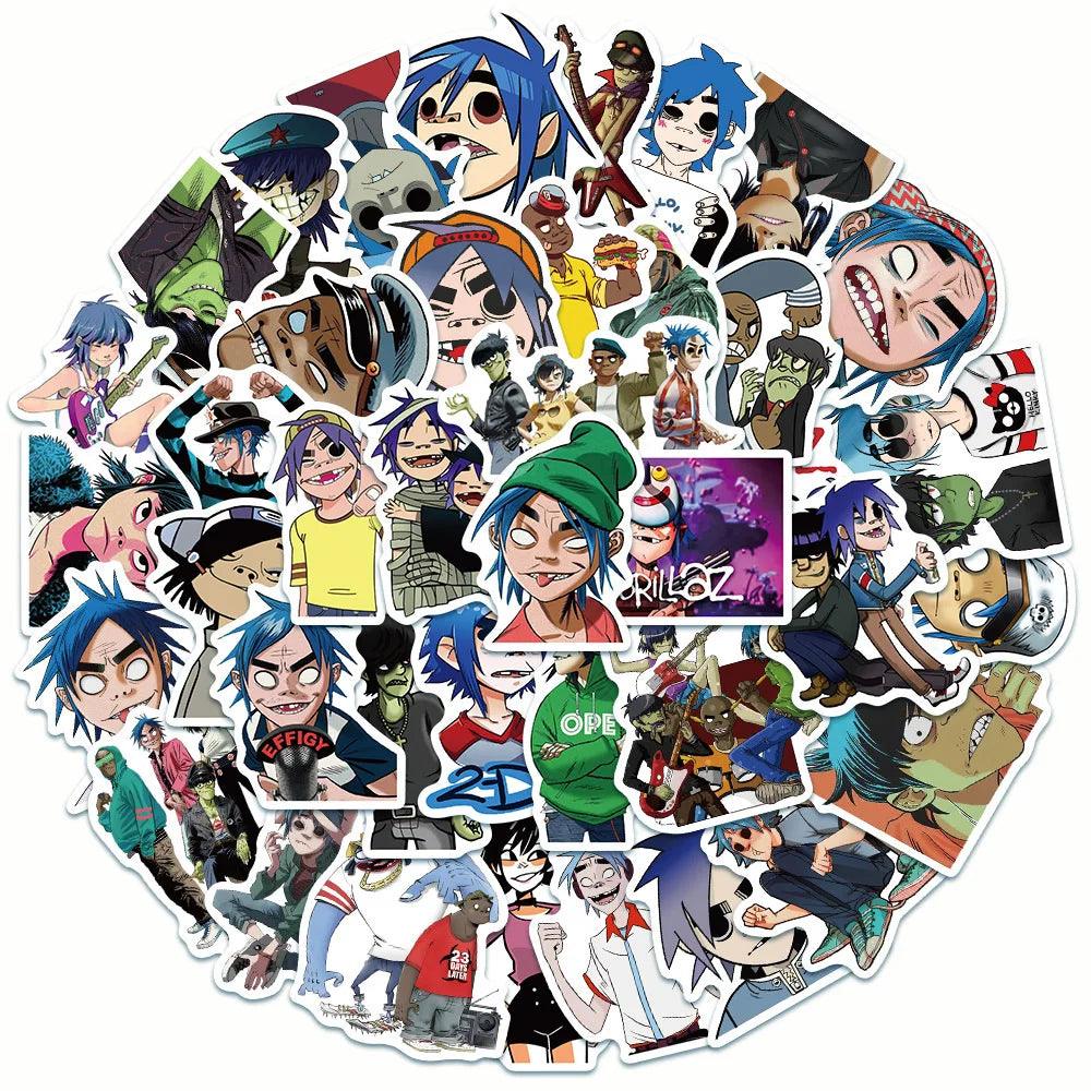 10/30/50pcs Anime Gorillaz Music Band Cartoon Stickers Decal Motorcycle Phone Laptop Luggage Guitar Car Graffiti Sticker Kid Toy