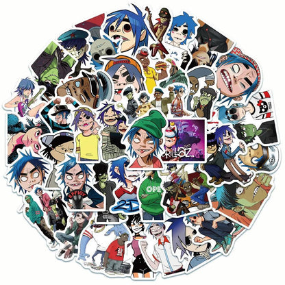 10/30/50pcs Anime Gorillaz Music Band Cartoon Stickers Decal Motorcycle Phone Laptop Luggage Guitar Car Graffiti Sticker Kid Toy