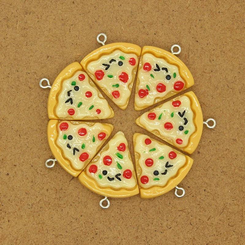 10pcs Cute Resin Triangle Pizza Food Charms Diy Cartoon Foods Keychains Earring Pendants Accessory Kawaii Women Jewelry Make