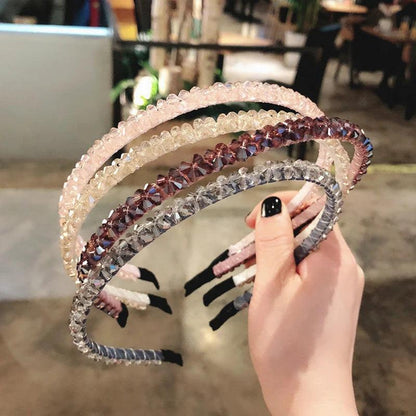 Women Shiny Luxury Rhinestone Hairbands Non-slip Bezel Colorful  Diamond Hair Hoop Hair Accessories for Women Crystal Headbands