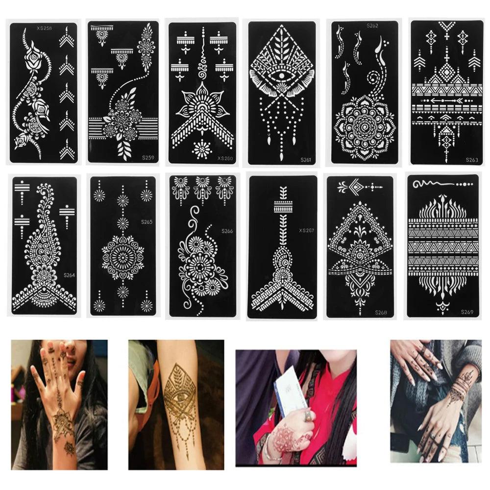 2024 New Professional Henna Stencil Temporary Hand Tattoo Body Art Sticker Template Wedding Tool Flower Tattoo Stencil