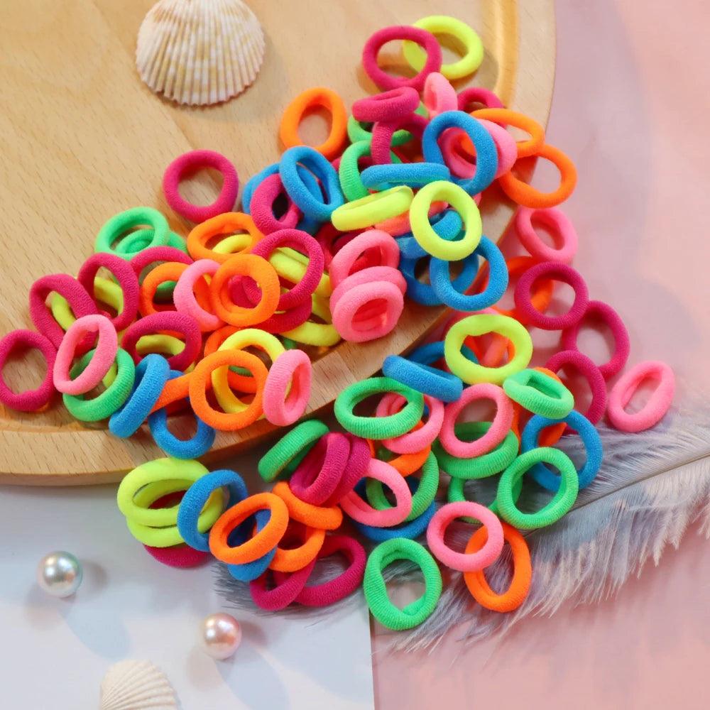 100PCS Candy colors Cute Girls Elastic Hair Ties Baby Small Hairbands Soft Cotton Ponytail Holder Headbands Hair Accessoires