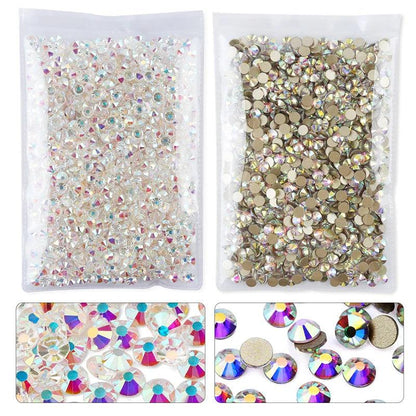 QIAO Flat Back Gems Round Crystal Rhinestones for Crafts Nail Face Art Sewing & Fabric Clothes Shoes Bags DIY Decoration