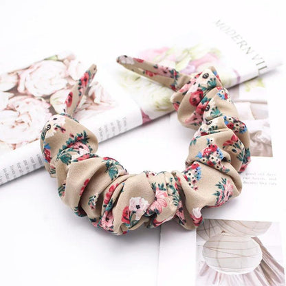 Lystrfac New Fashion Print Leopard Scrunchy Headband for Women Girls Trendy Pleated Hairband Female Headpieces Hair Accessories