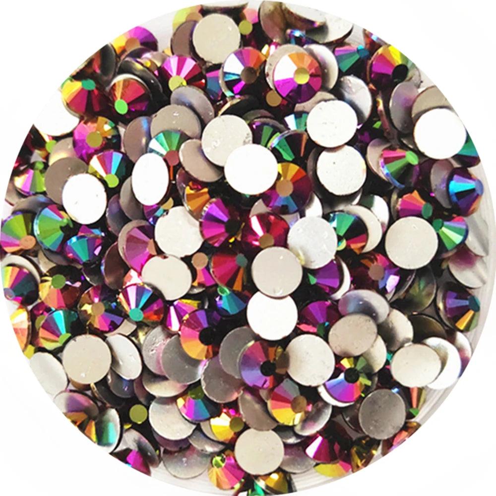 Rainbow-Rose-Gold Super Glitter Glue On Non HotFix Rhinestone s3 -s34 Crystal 3D Nail Art Rhinestones Decorations