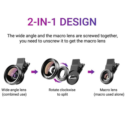 APEXEL New HD 37MM 0.45x Super Wide Angle Lens with 12.5x Super Macro Lens for iPhone Samsung Smartphones Camera Phone lens Kit