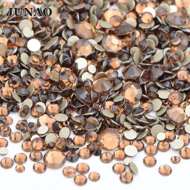 JUNAO 1400pc Mix Size White Opal Glass Rhinestones 3D Nail Art Stones Nail Crystal Gems Stickers Non Hot Fix Strass Appliques