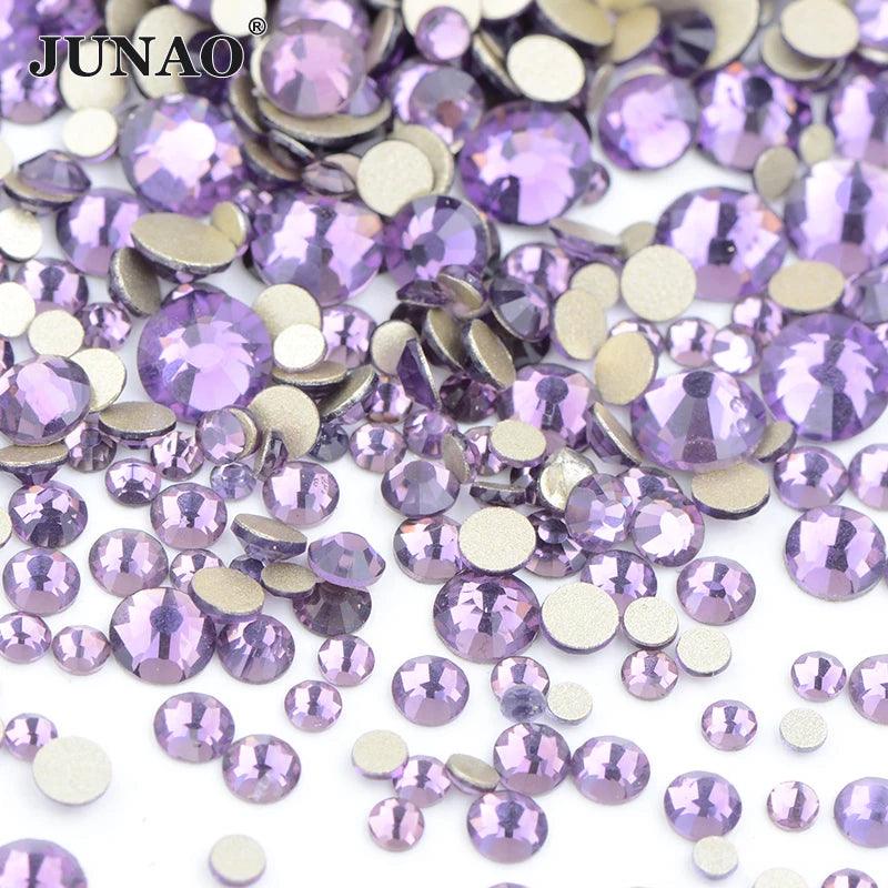 JUNAO 1400pc Mix Size White Opal Glass Rhinestones 3D Nail Art Stones Nail Crystal Gems Stickers Non Hot Fix Strass Appliques