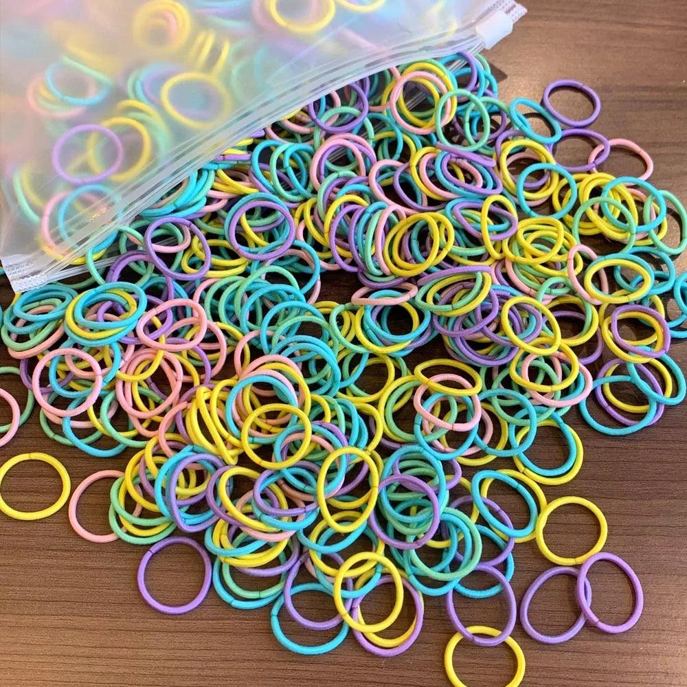 200PCS Colorful Small 2CM Baby Girls Hair Bands Elastic Rubber Bands Kid Hair Ties Ponytail Holder Headbands Hair Accessories