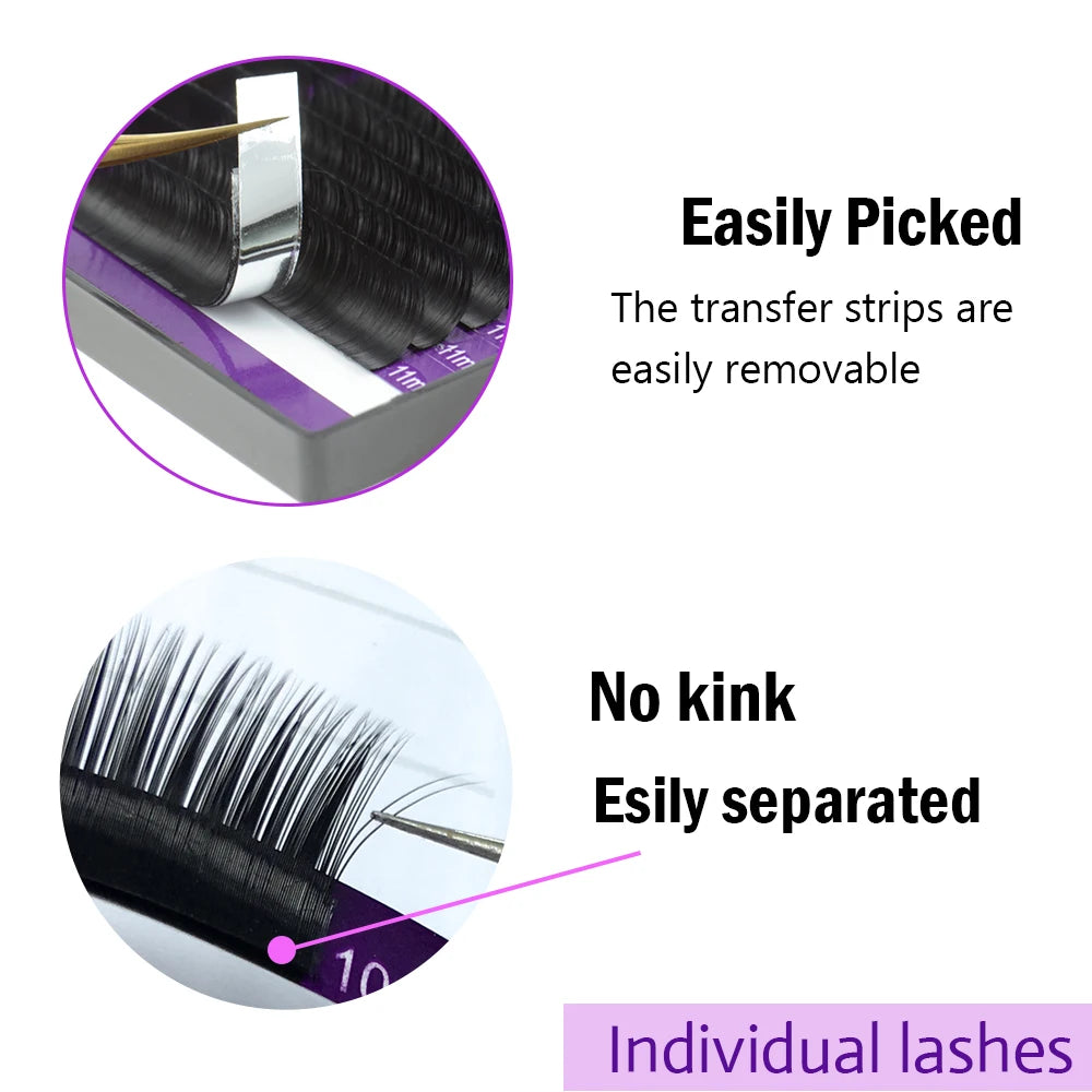 NAGARAKU All Size 6 Cases  C D CC DD Curl  Faux Mink Eyelashes Extension  Individual Eyelashes  Artificial Fake False Eyelashes