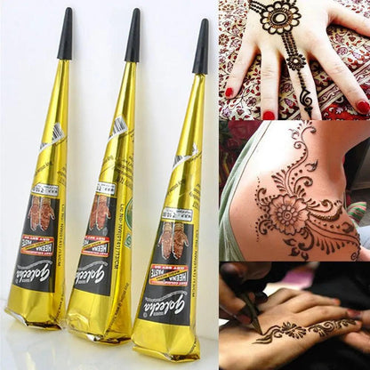 Natural Indian Henna Brown Color Tattoo Paste Cone Temporary Drawing Tattoo Stencil Women Makeup Body Art Cream