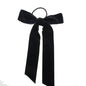 Lystrfac Vintage Black Velvet Bow Hair Ribbon Scrunchie for Women Girls Long Elastic Hair Tie Headwear Female Hair Accessories