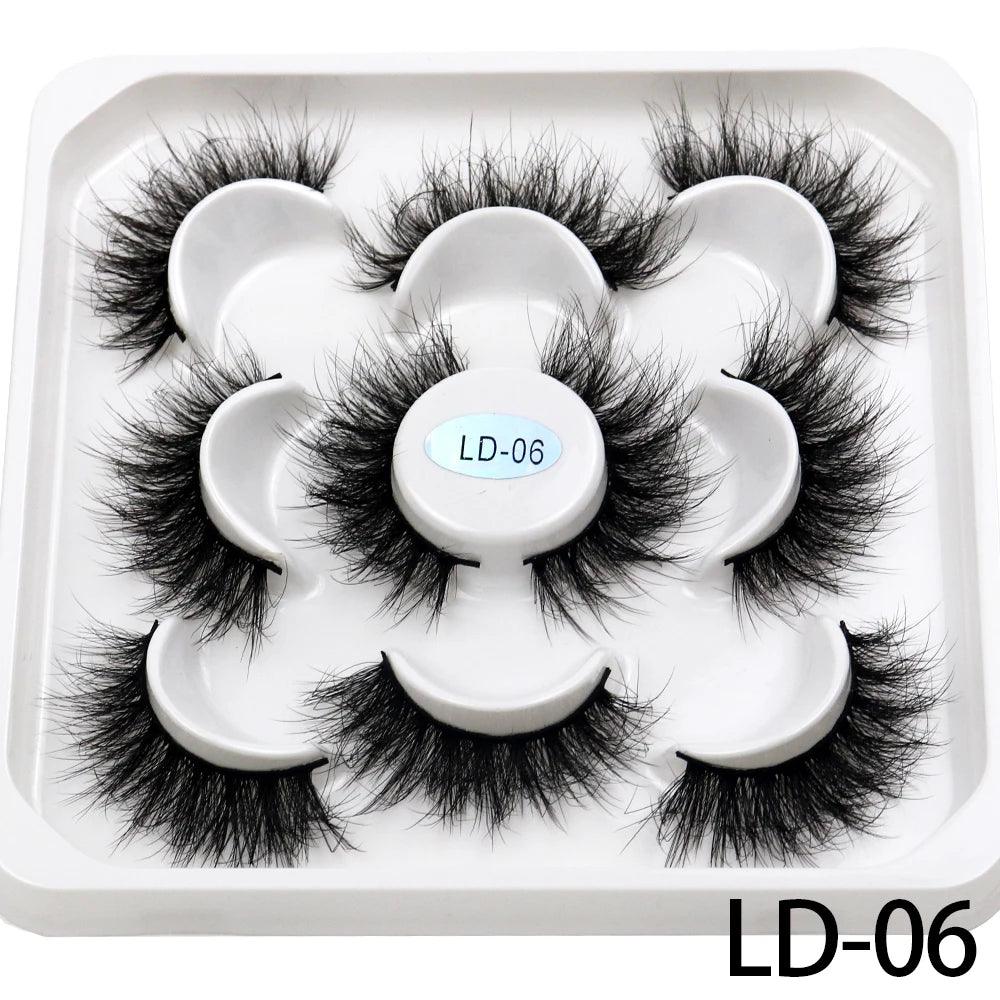 5 Pairs 25mm 3D Mink Eyelashes Bulk Russian roll Fluffy Natural False Eyelash Dramatic Mink lashes Makeup tools Wholesale lashse