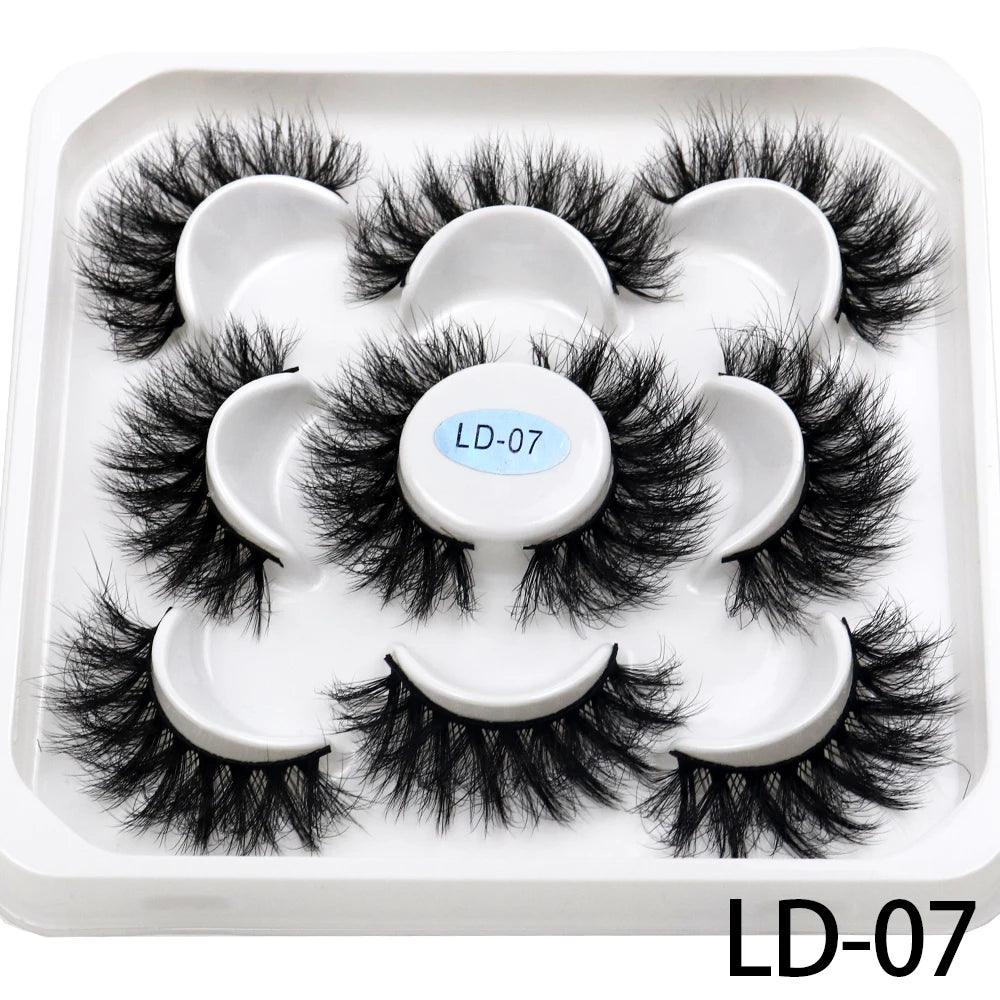 5 Pairs 25mm 3D Mink Eyelashes Bulk Russian roll Fluffy Natural False Eyelash Dramatic Mink lashes Makeup tools Wholesale lashse