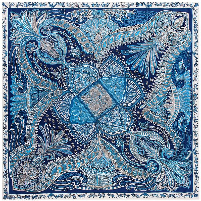 130cm Fashion Bandana Women Scarf Luxury Brand Paisley Hijab Twill Silk Shawl Scarfs For Ladies Foulard Square Scarves Wraps