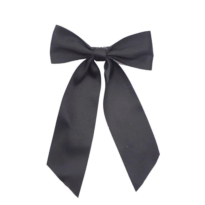 Lystrfac Fashion Fabric Hair Bow Hairpin for Women Girls Ribbon Hair clips Black White Bow Top Clip Female Hair Accessories