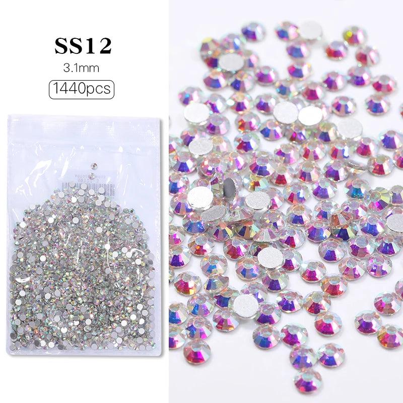 1Bag Mixed Irregular Flat Bottom Silver Crystal Nail Rhinestone Glitter Nail Charm Jewelry Gems Stone Parts Manicure Accessories