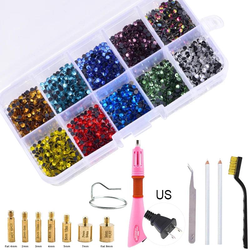 Fast Heated! EU/US Plug White Hotfix Rhinestone Applicator Pink Iron-on Hot Fix Rhinestone Applicator Wand Heat-fix Tool  Y2852