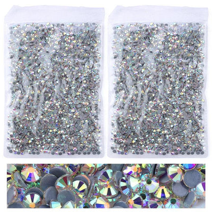 QIAO Flat Back Gems Round Crystal Rhinestones for Crafts Nail Face Art Sewing & Fabric Clothes Shoes Bags DIY Decoration