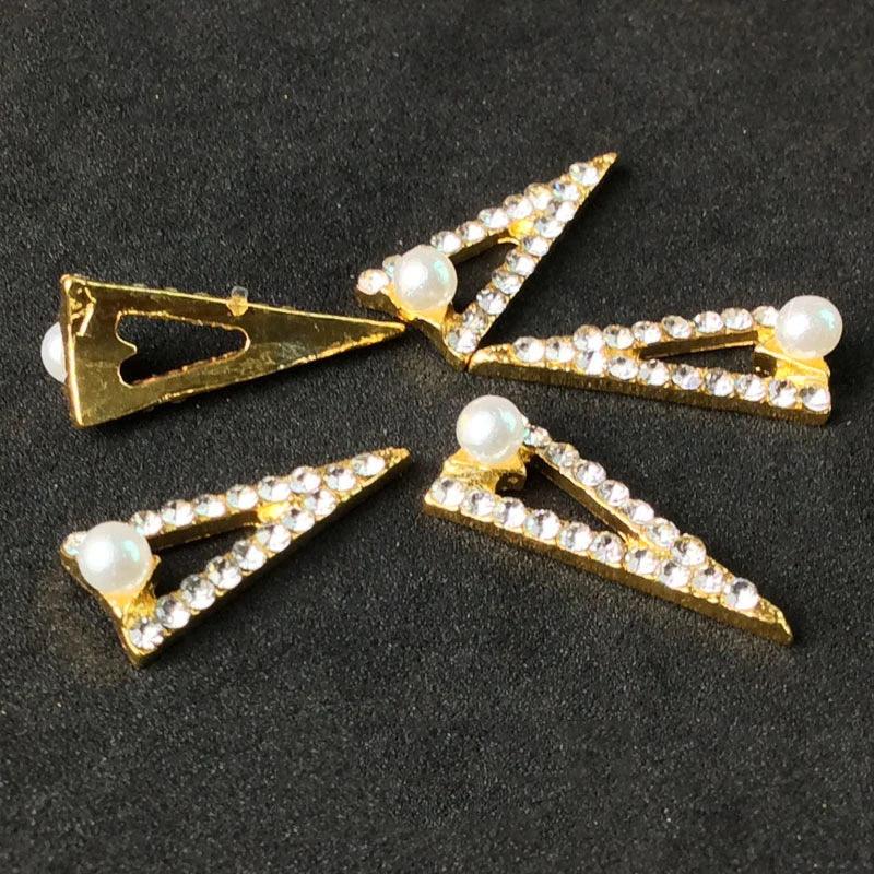 10pcs Nail Crystal Charms Alloy Pendant Studs Rhinestones Big Triangle/Water Drop Design Jewelry For Manicure Trendy Charms GONG - HighGloss Shop