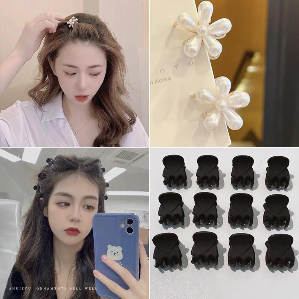 1Set Alloy Mini Pearl Women air Claws Small Hair Claws Kids Sweet Hairpins Hair Clips Fashion Matte Headbands Hair Accessories