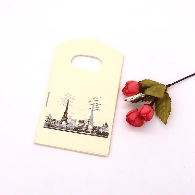 New Fashion Wholesale 50Pcs/Lot 9*15cm Simple Dots Mini Plastic Gift Bag Small Candy Jewelry Packaging Bags With Handles