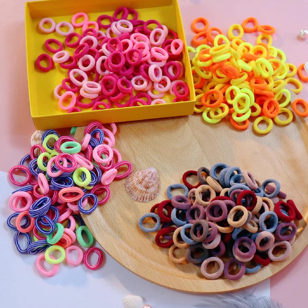 100PCS Candy colors Cute Girls Elastic Hair Ties Baby Small Hairbands Soft Cotton Ponytail Holder Headbands Hair Accessoires