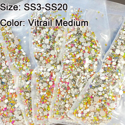 YanRuo Crystal Flatback Glass Strass Diamond Design Mini Glitter Rhinestone Manicure Beauty Accessories Decorations For Nail Art