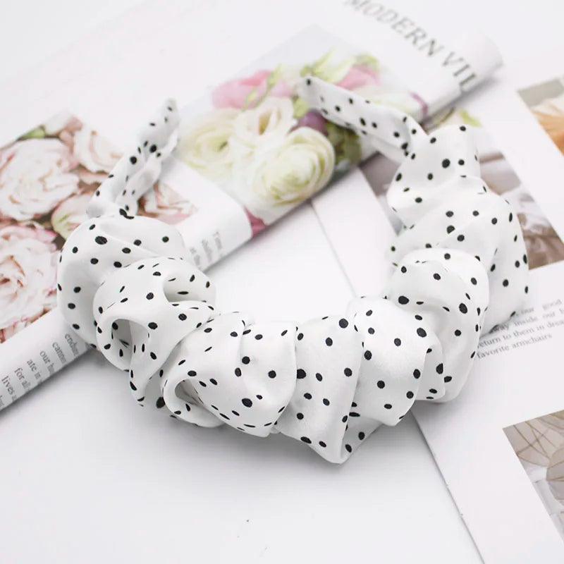 Lystrfac New Fashion Print Leopard Scrunchy Headband for Women Girls Trendy Pleated Hairband Female Headpieces Hair Accessories