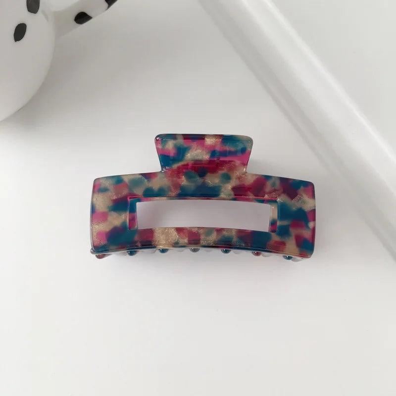 Eco-friendly Large Acetate Hair Claw Clip Colorful Rectangle Geometric Tortoise Shell Shark Clip Women Hair Accessories Gifts