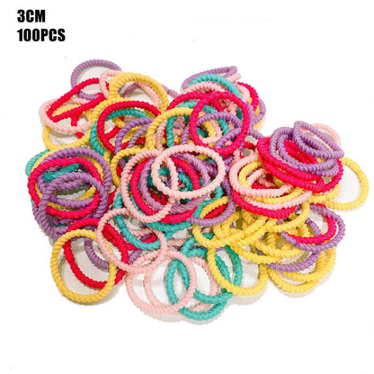 100PCS/Set Candy colors Baby Girls Hair Ring Children 2/3CM Hair Bands Ponytail Elastic Rubber Band Mini Kid Hair Accessories