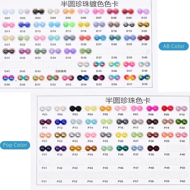 OLEEYA 2pcs Two Colors ABS Resin Imitation Pearls Half Round Rhinestone Glue On Flatback Rhinestone Use For Choose Colors F0314 - HighGloss Shop