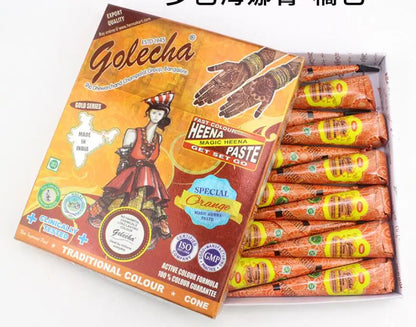 12Pcs Indian Henna Cones Paste Tattoo Temporary For Sexy Women Art Sticker Special Body Hands Art Paint 25g