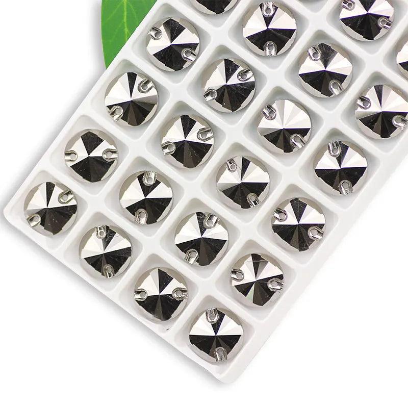 QL Crystal Rivoli Sew On Rhinestones Clear AB Crystal Flatback 2 holes round for DIY Clothes bags shoes accessories