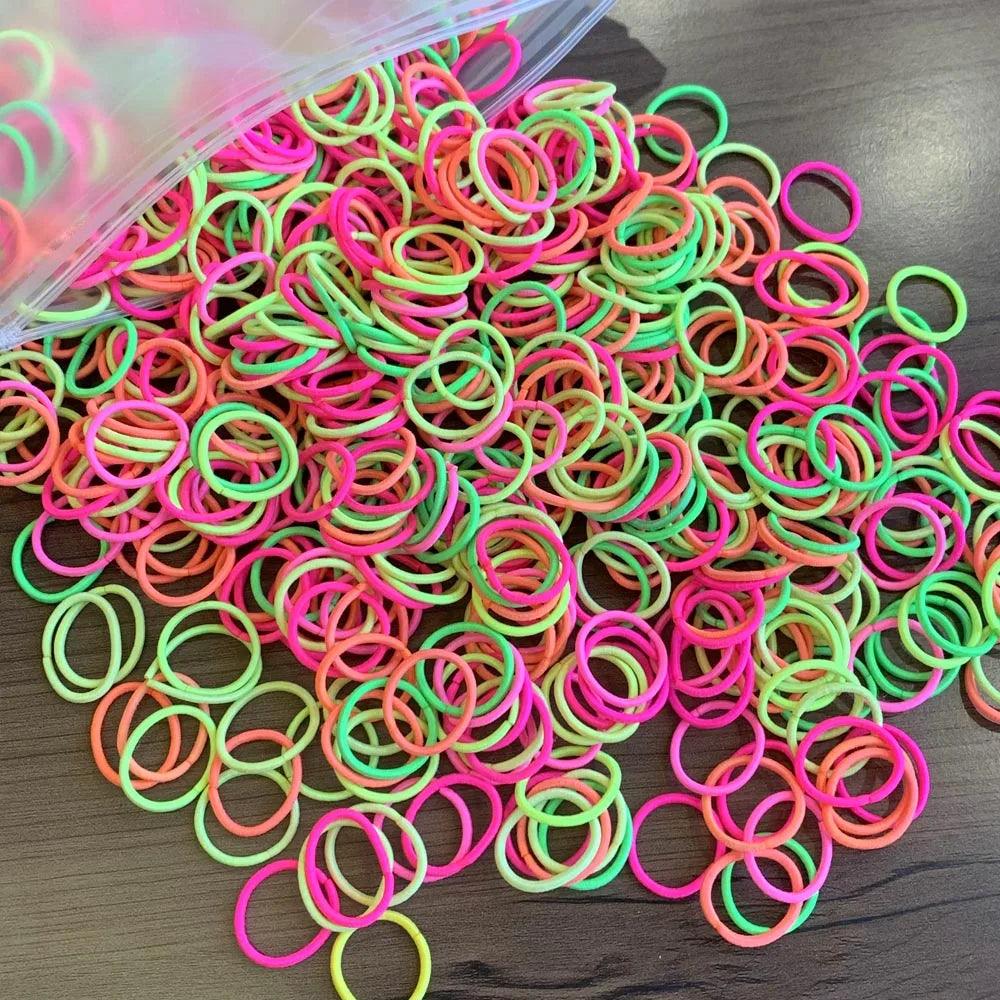 200PCS Colorful Small 2CM Baby Girls Hair Bands Elastic Rubber Bands Kid Hair Ties Ponytail Holder Headbands Hair Accessories