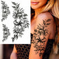 Black Flower Rose Waterproof Temporary Bird Snake Sexy Body Arm Leg Gem Henna Tattoo Fashion Big Fake Sleeve Sticker