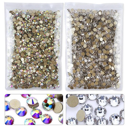 QIAO Flat Back Gems Round Crystal Rhinestones for Crafts Nail Face Art Sewing & Fabric Clothes Shoes Bags DIY Decoration