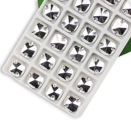 QL Crystal Rivoli Sew On Rhinestones Clear AB Crystal Flatback 2 holes round for DIY Clothes bags shoes accessories