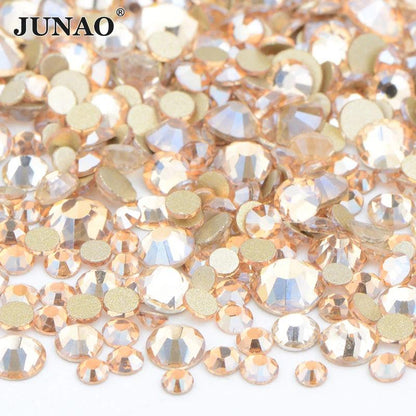 JUNAO 1400pc Mix Size White Opal Glass Rhinestones 3D Nail Art Stones Nail Crystal Gems Stickers Non Hot Fix Strass Appliques